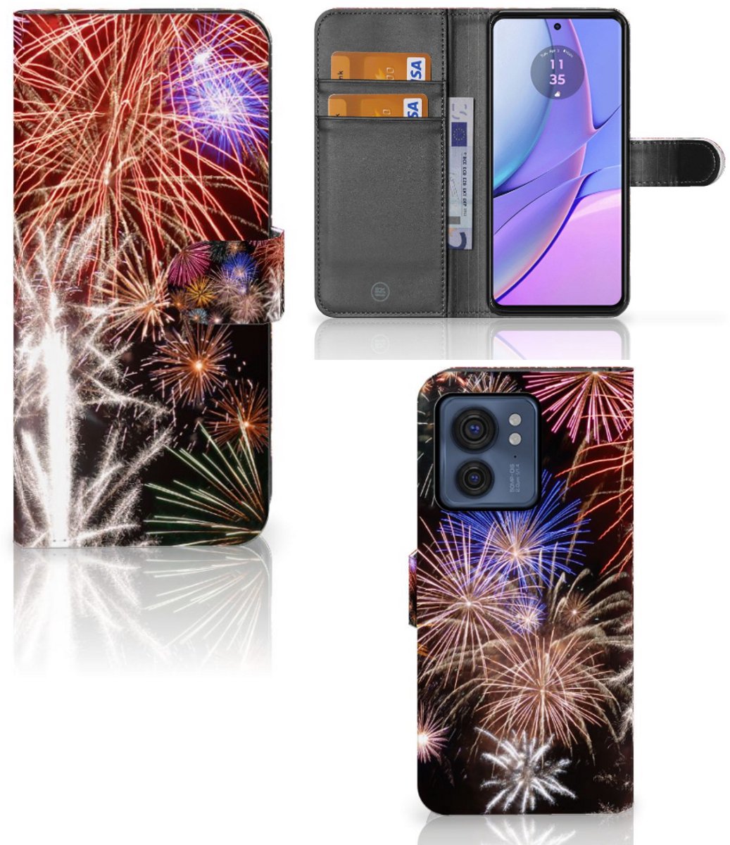 Motorola Edge 40 Wallet Case met Pasjes Vuurwerk