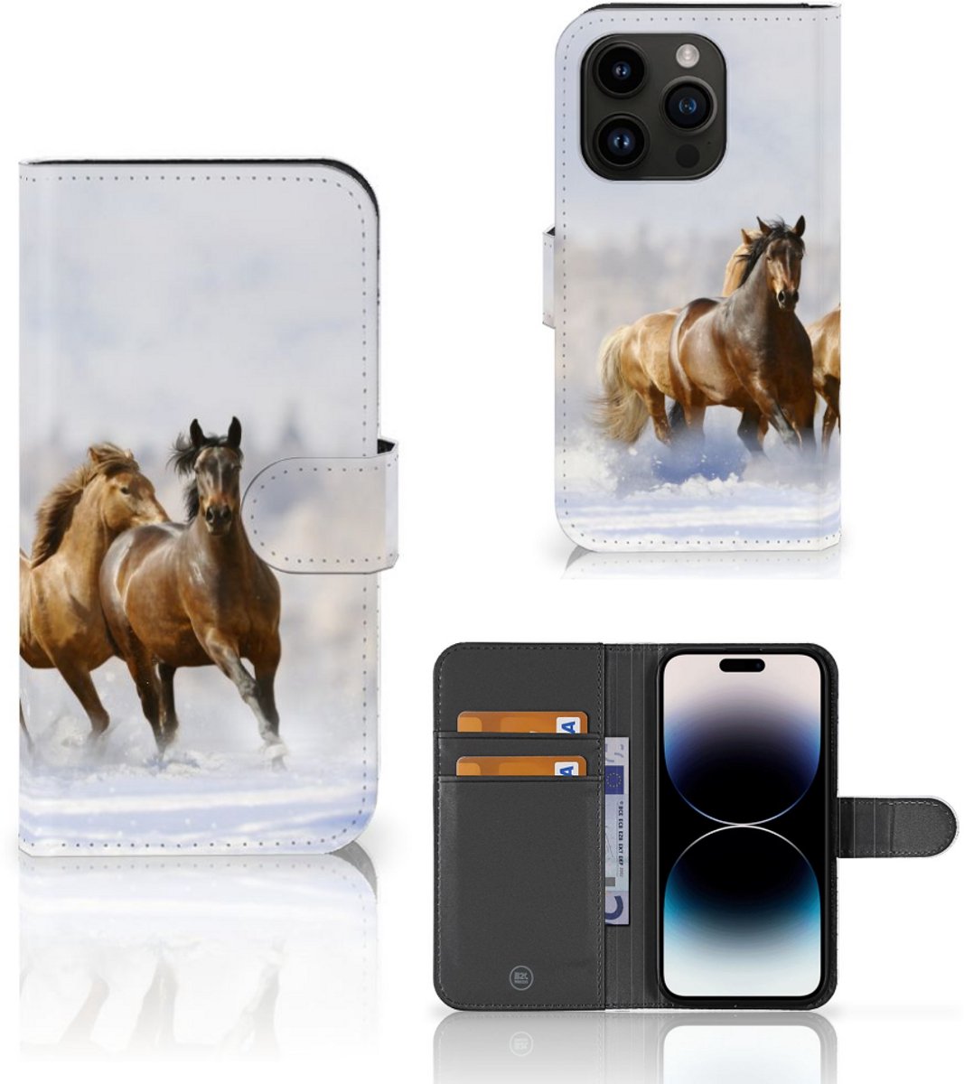 iPhone 15 Pro Telefoonhoesje met Pasjes Paarden