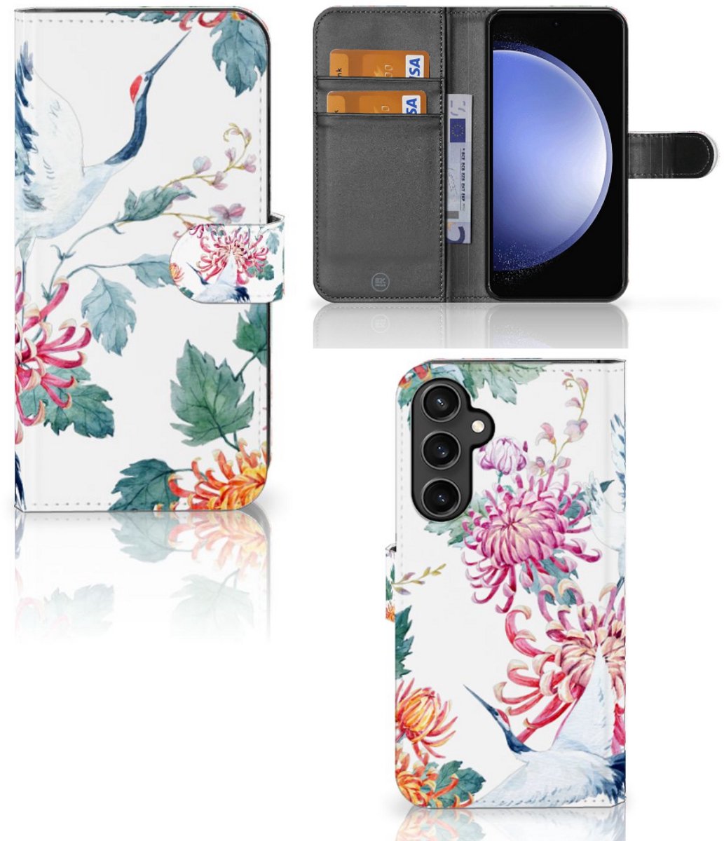 Samsung Galaxy S23 FE Telefoonhoesje met Pasjes Bird Flowers