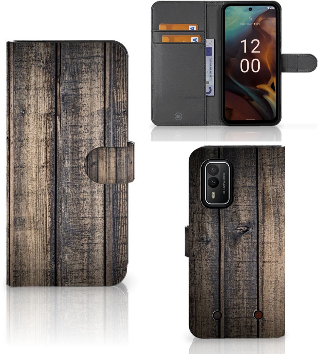Nokia XR21 Book Style Case Steigerhout