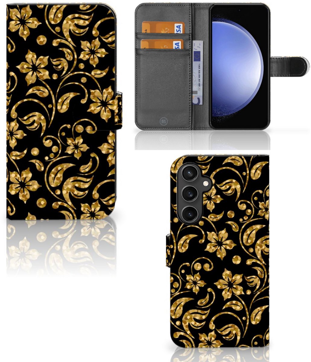 Samsung Galaxy S23 FE Hoesje Gouden Bloemen