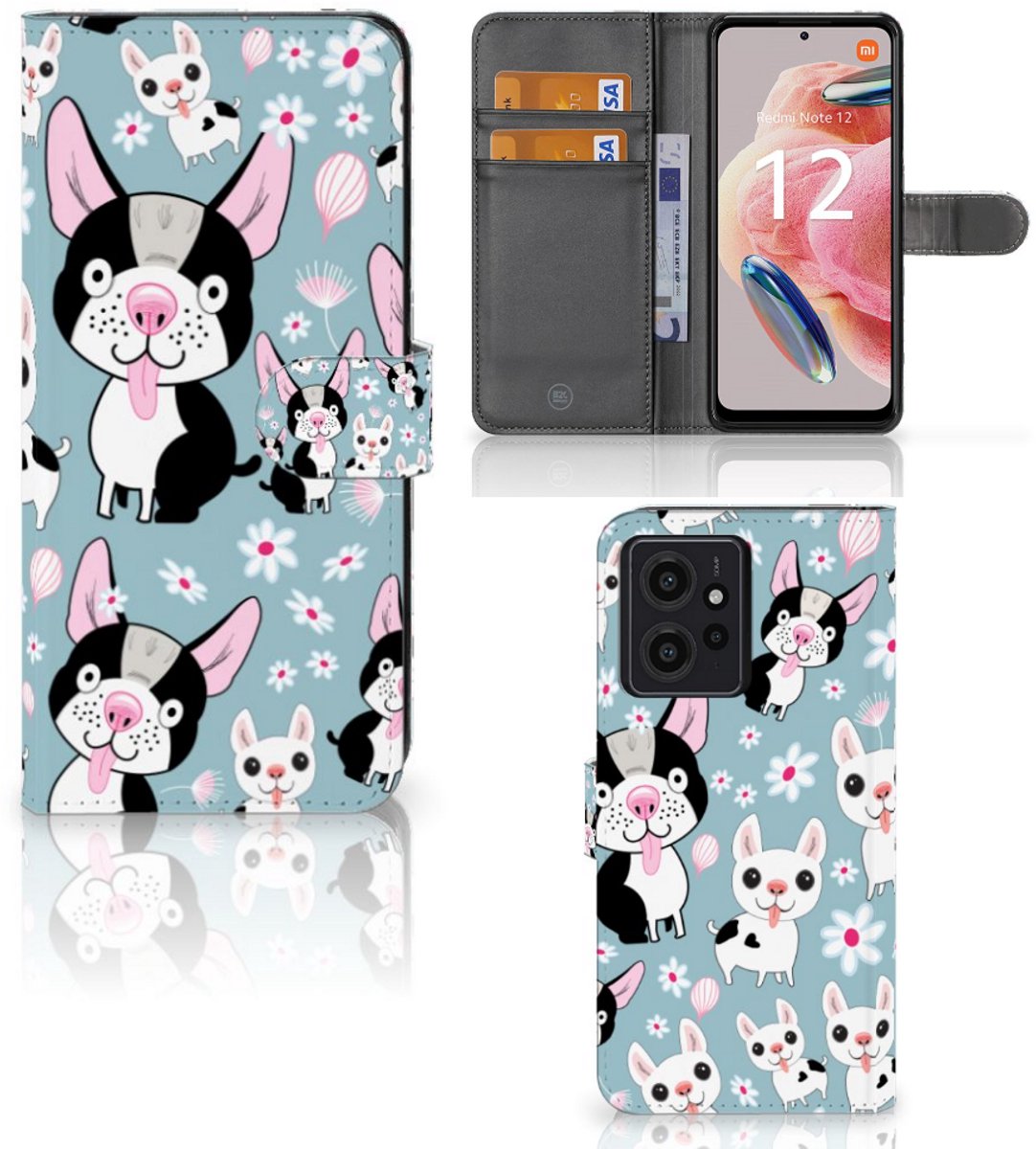 Xiaomi Redmi Note 12 4G Telefoonhoesje met Pasjes Hondjes