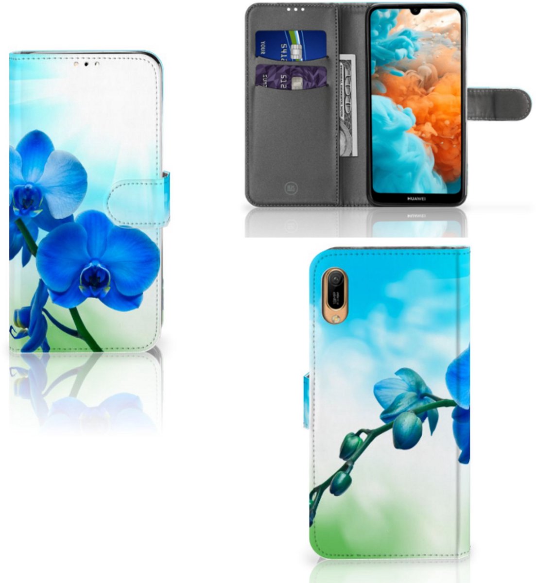 Huawei Y6 (2019) Hoesje Orchidee Blauw - Cadeau voor je Moeder