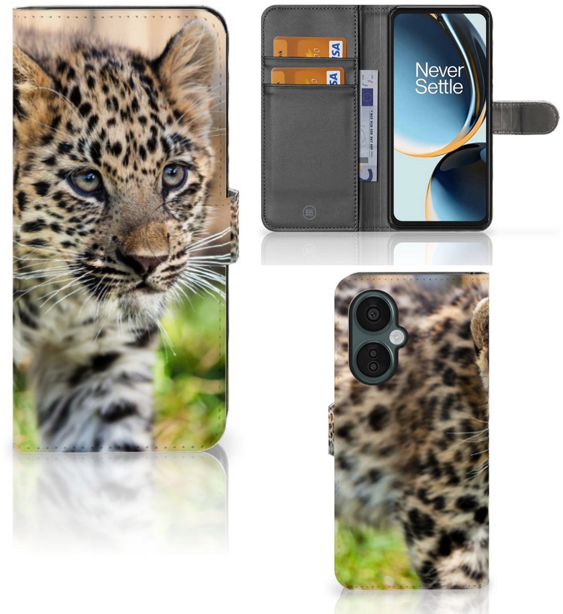 OnePlus Nord CE 3 Lite Telefoonhoesje met Pasjes Baby Luipaard