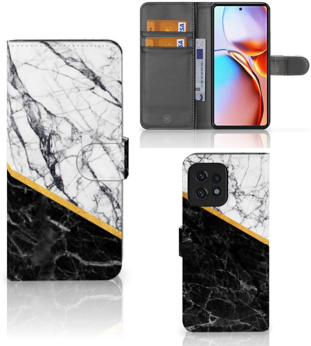 Motorola Edge 40 Pro Bookcase Marmer Wit Zwart - Origineel Cadeau Man
