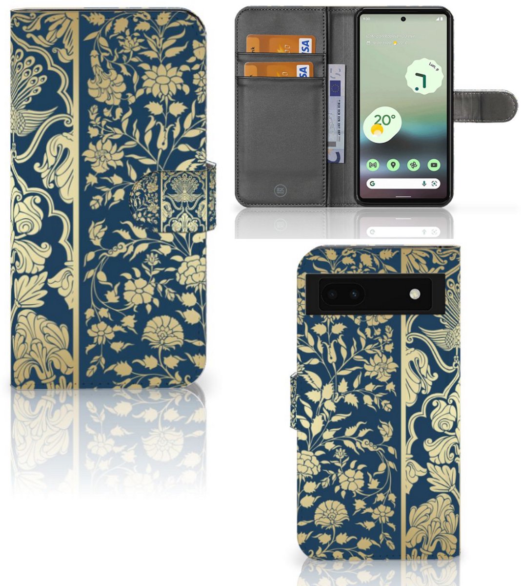 Google Pixel 6A Hoesje Beige Flowers