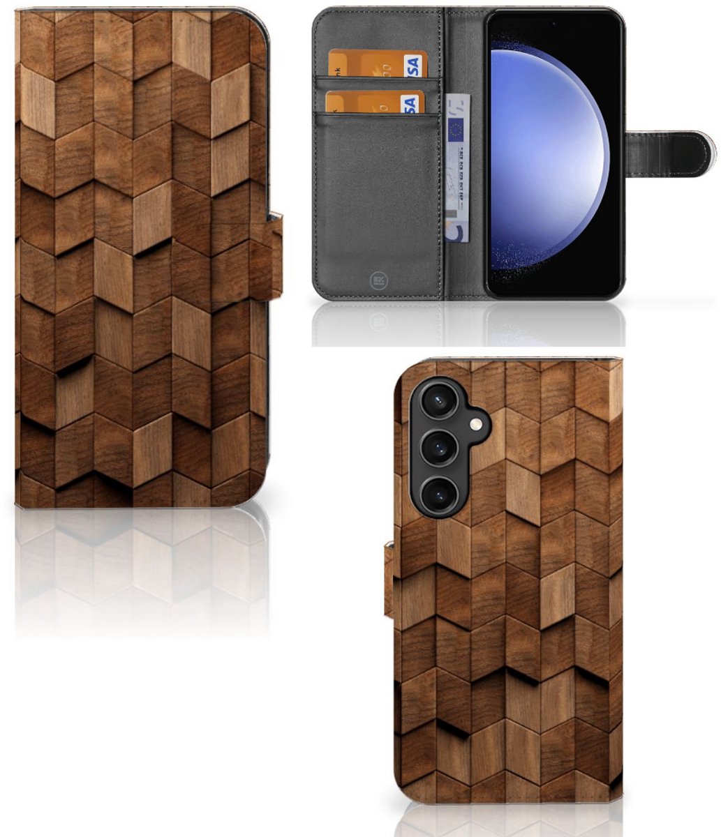 Book Style Case voor Samsung Galaxy S23 FE Wooden Cubes