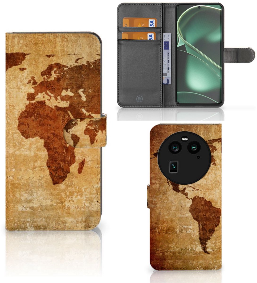 OPPO Find X6 Flip Cover Wereldkaart