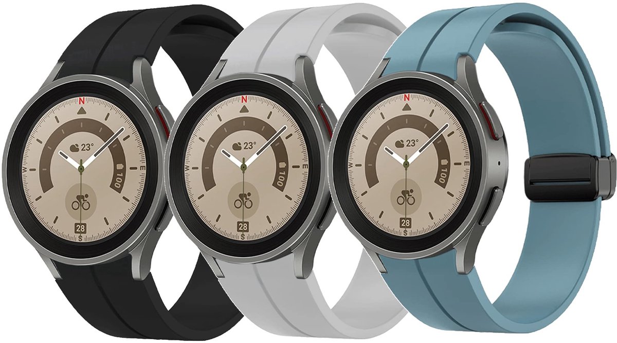 Cosensi - Galaxy Watch5 Armband - Vervangband - 20 mm - Silicone Sport Armband - Geschikt voor Galaxy Watch 4 en 5 - Pack van 3