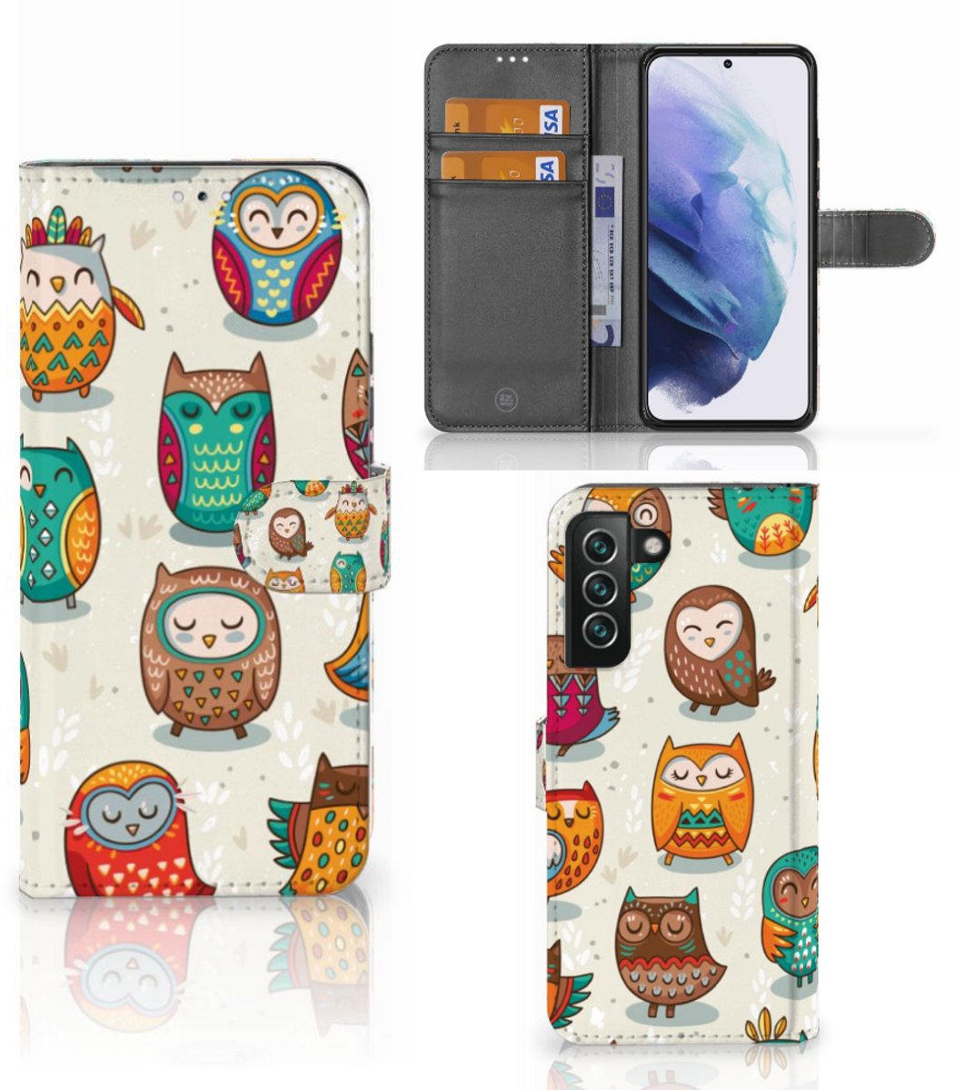 Samsung Galaxy S22 Plus Telefoonhoesje met Pasjes Vrolijke Uilen