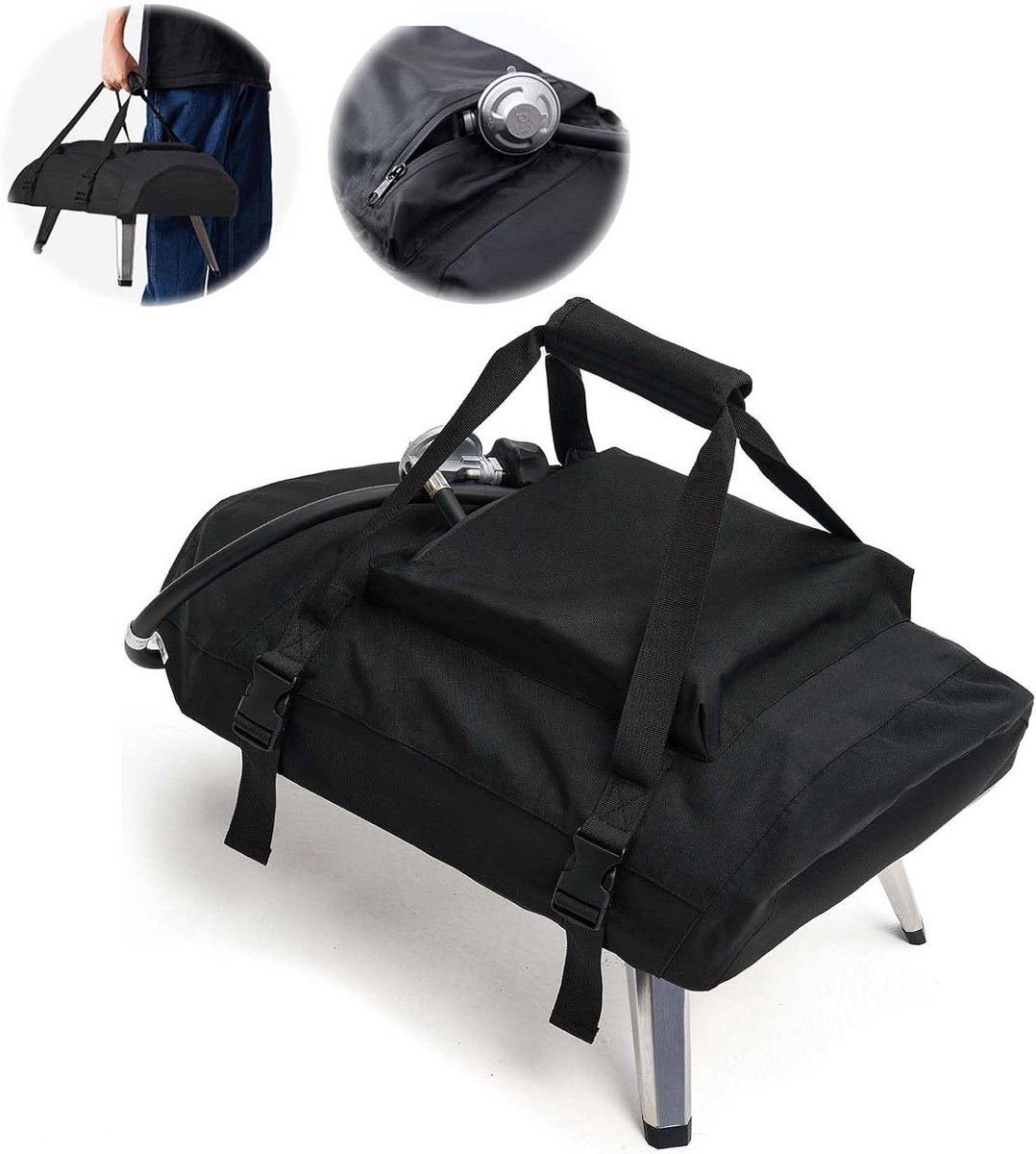 Pizzaovenhoes - Pizzamakerhoes Ooni Koda - Pizzaoven Bescherming - Waterdicht 840D Materiaal - 17.78 x 7.87 x 20.83 cm - Zwart