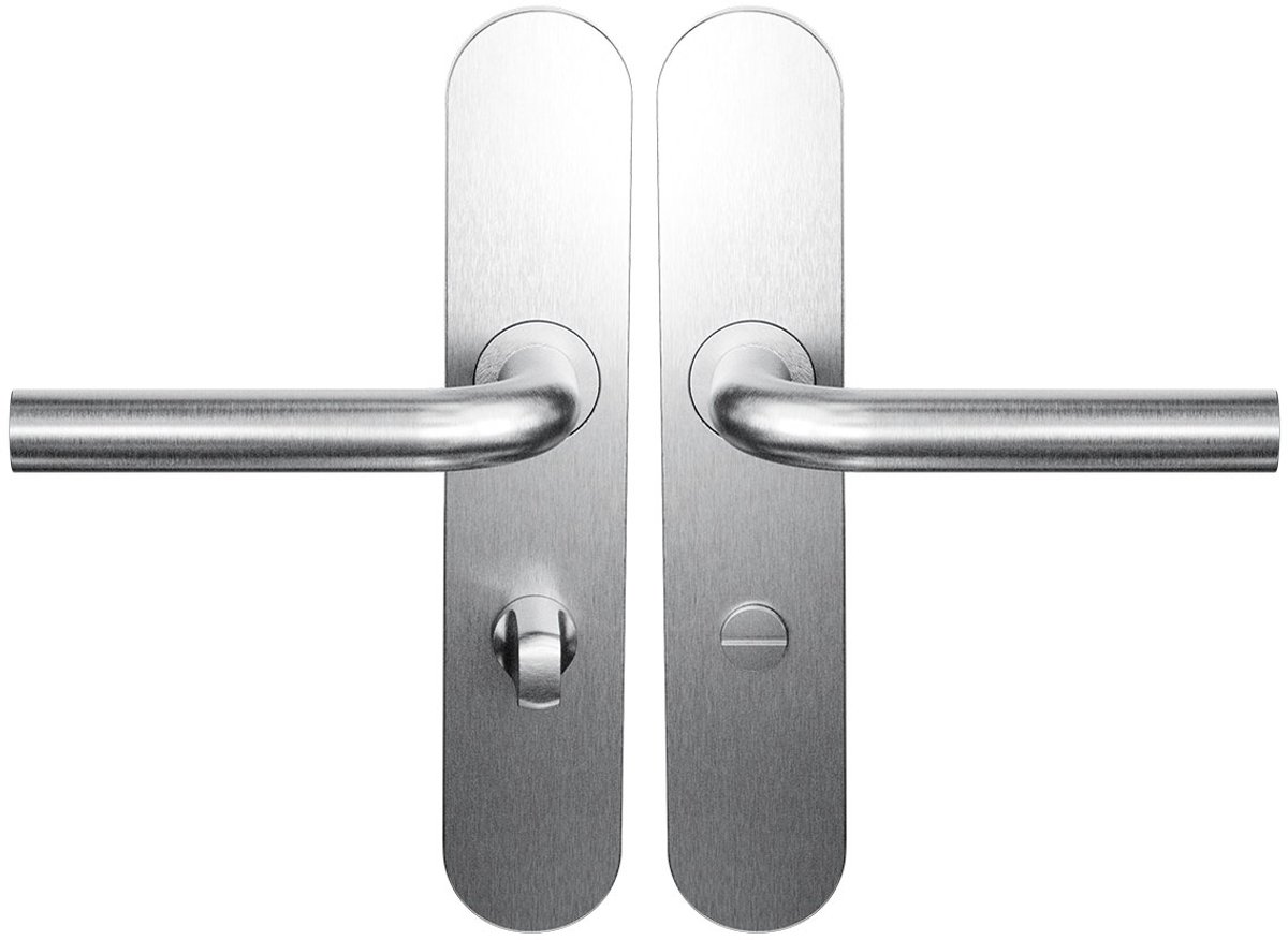 Deurkruk op schild - RVS geborsteld - RVS - Cubic Colors - WC63/8 L-model 19mm RVS geborsteld