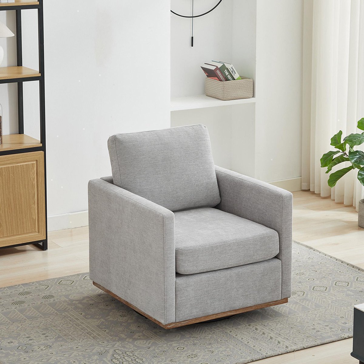 BLACKCOLORS Vierzijdig gestoffeerde draaifauteuil, comfortabele fauteuil, 360°-clubfauteuil en loungefauteuil met armleuningen voor de woonkamer, de slaapkamer, het appartement en de kinderkamer, GRIJS