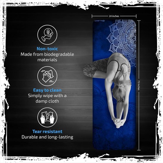 MILLENTI Premium yogamat 6 mm antislip oefen- en fitnessmat voor yoga en vloertrainingen met draagriem, universeel suède en getextureerde TPE-yogamat — afbeelding 5