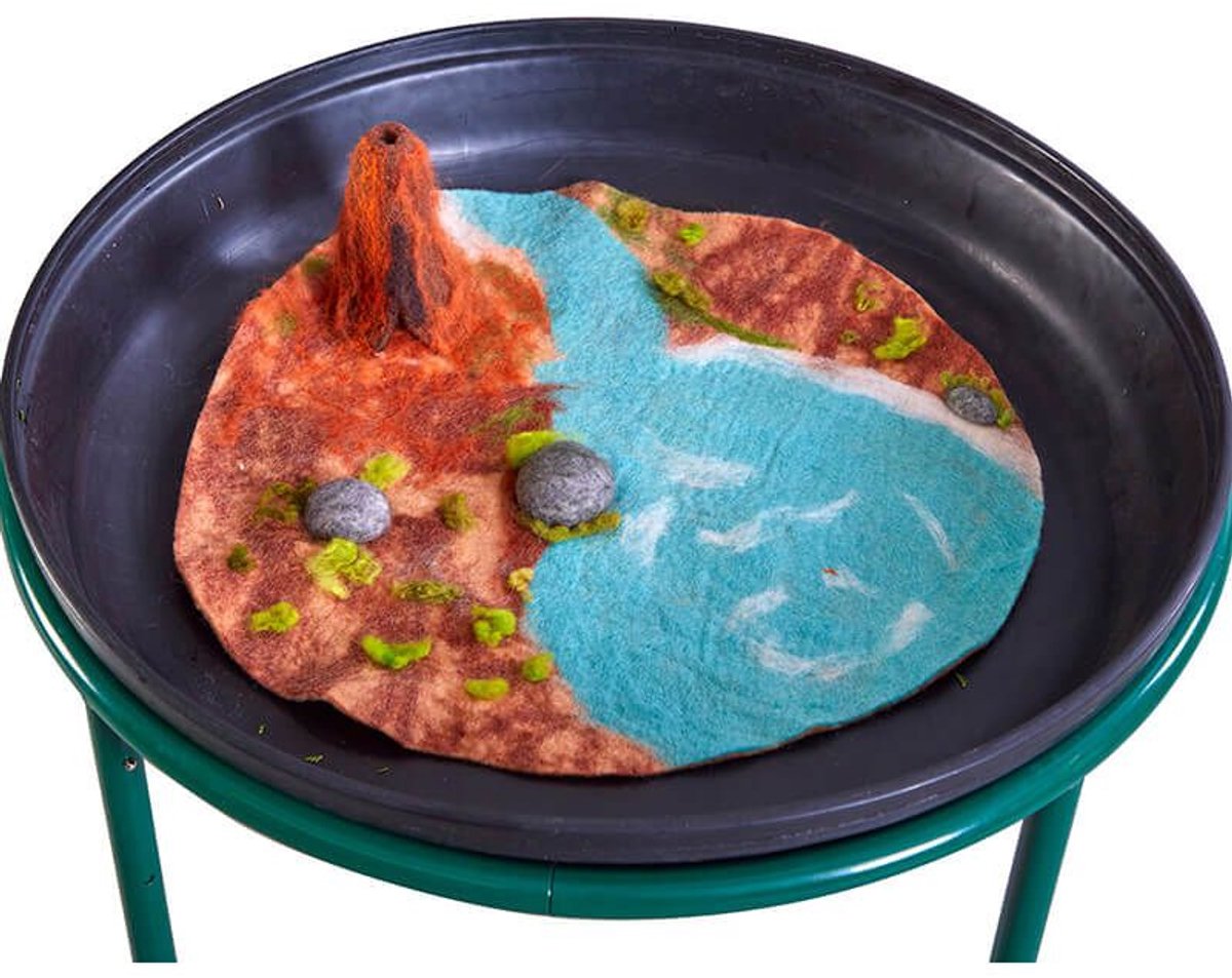 Cosy 3D vilt mat vulkaan speelmat voor dinosaurussen.
