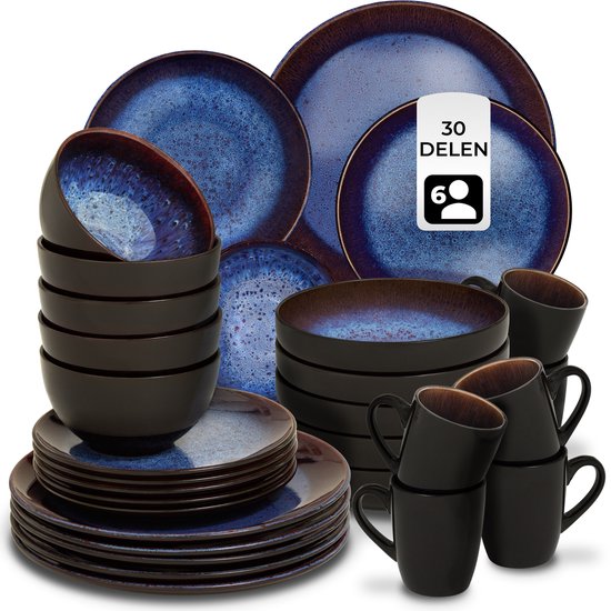 Quid - 18-delige bordenset - serviesset - aqua blauw