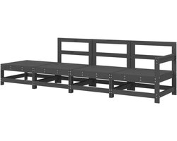 Gecheer Set van 4 modulaire tuinbanken voor buiten, terras, 4-zits poef, grenenhout, naturel, voor tuin, lounge, buiten modulaire bank