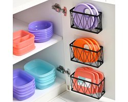 RoleDes 3-pack kast organizer opslag voor deksel, zelfklevende deksel organizer slanke ruimte wandmontage binnen kast deur opslag organizer voor keuken, badkamer, bijkeuken, onder de gootsteen