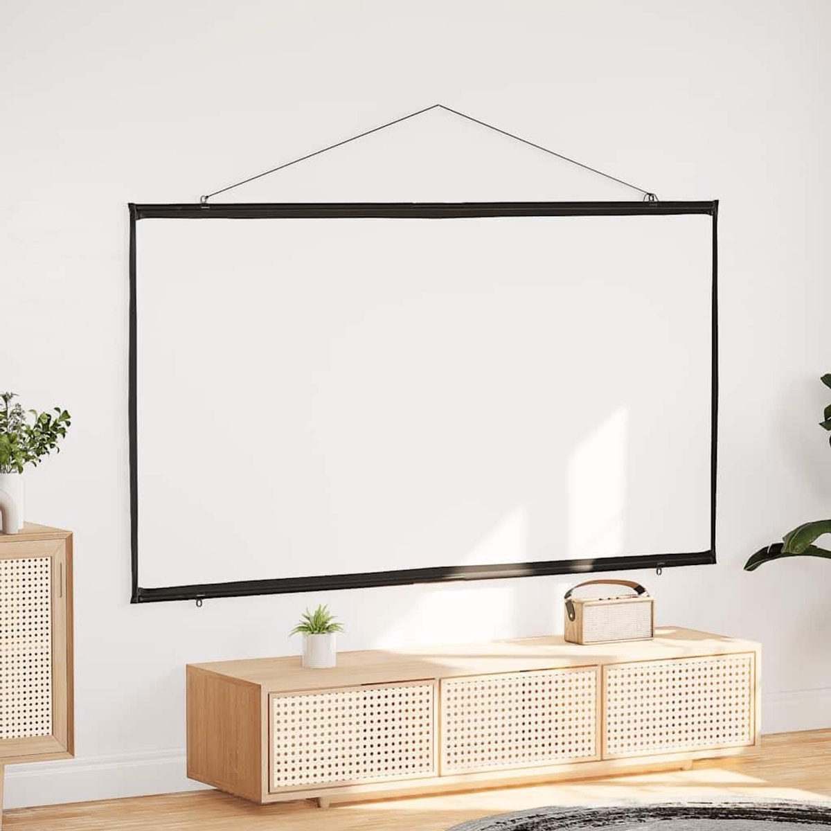 Projectiescherm wandhangend - Projector scherm - Thuisbioscoop presentaties - Handmatig oprolbaar - 100 inch 16:9 - Wit