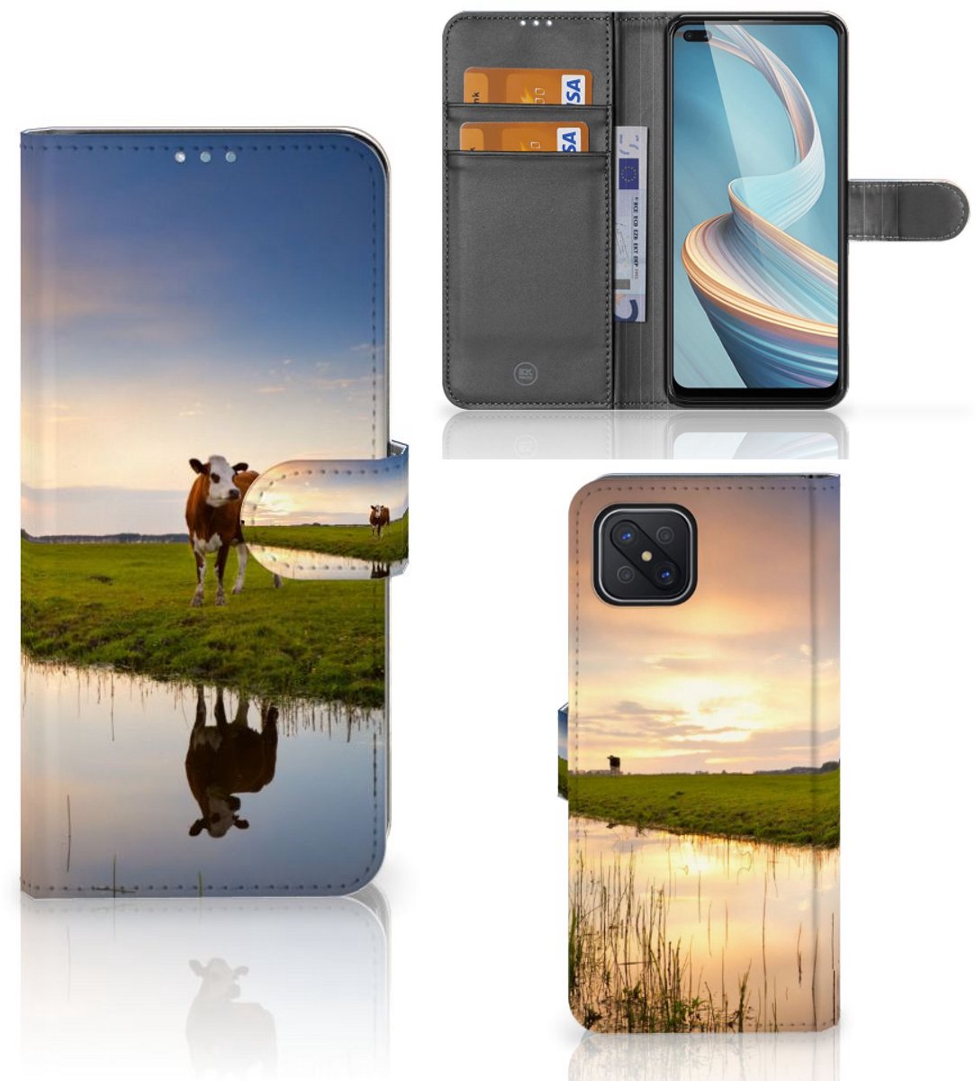 OPPO Reno4 Z Telefoonhoesje met Pasjes Koe