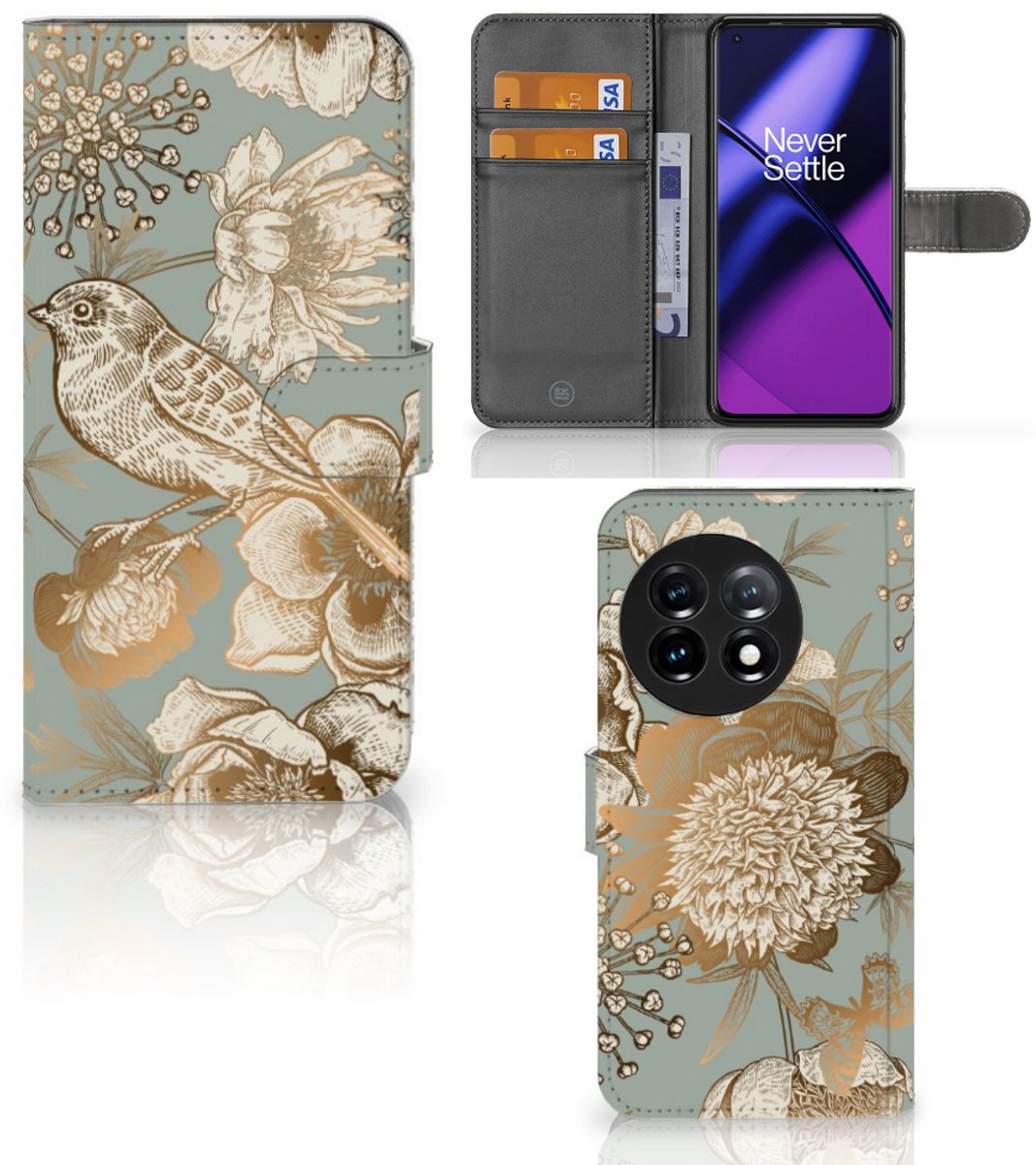Hoesje voor OnePlus 11 Vintage Bird Flowers