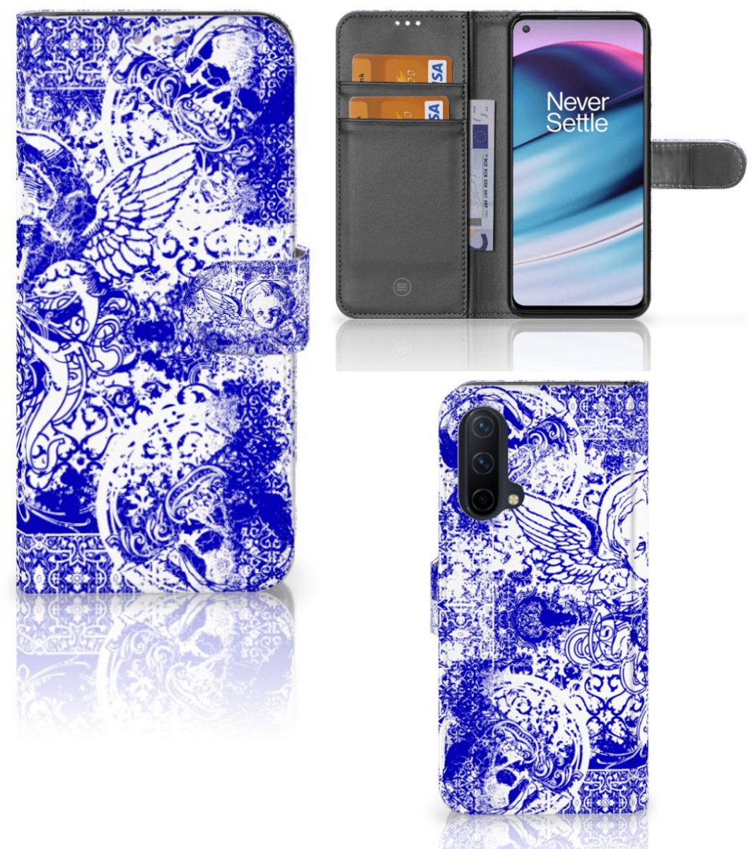 Telefoonhoesje met Naam OnePlus Nord CE 5G Angel Skull Blauw