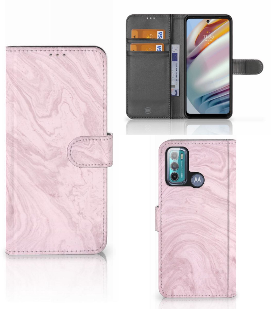 Motorola Moto G60 Bookcase Marble Pink - Origineel Cadeau Vriendin