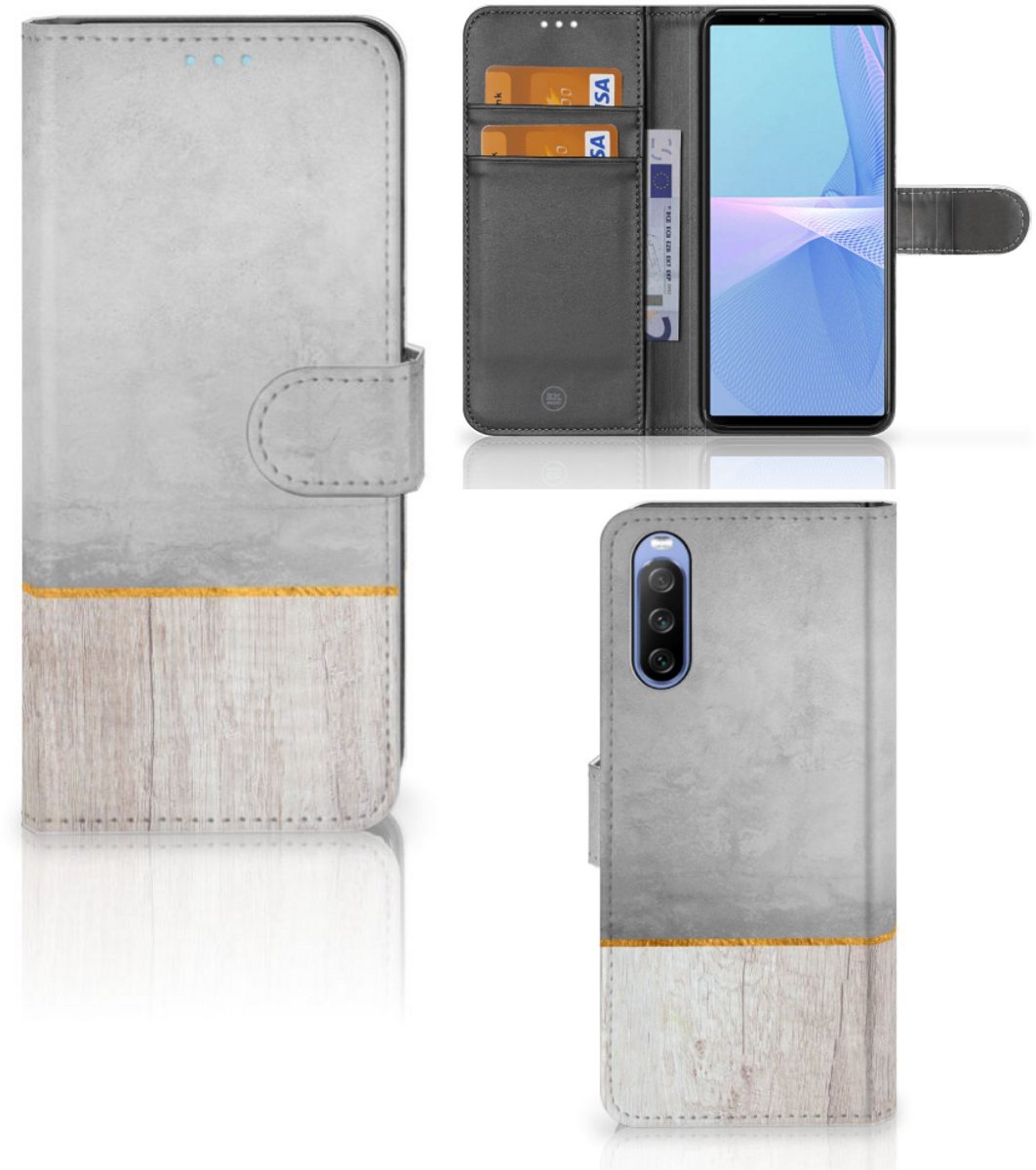 Sony Xperia 10 III Book Style Case Wood Concrete