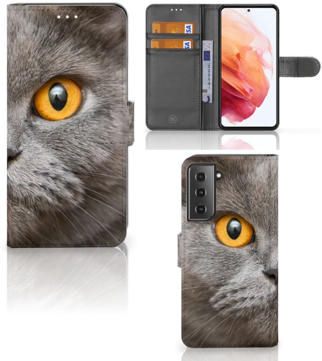 Telefoonhoesje met Pasjes Samsung Galaxy S21 Britse Korthaar
