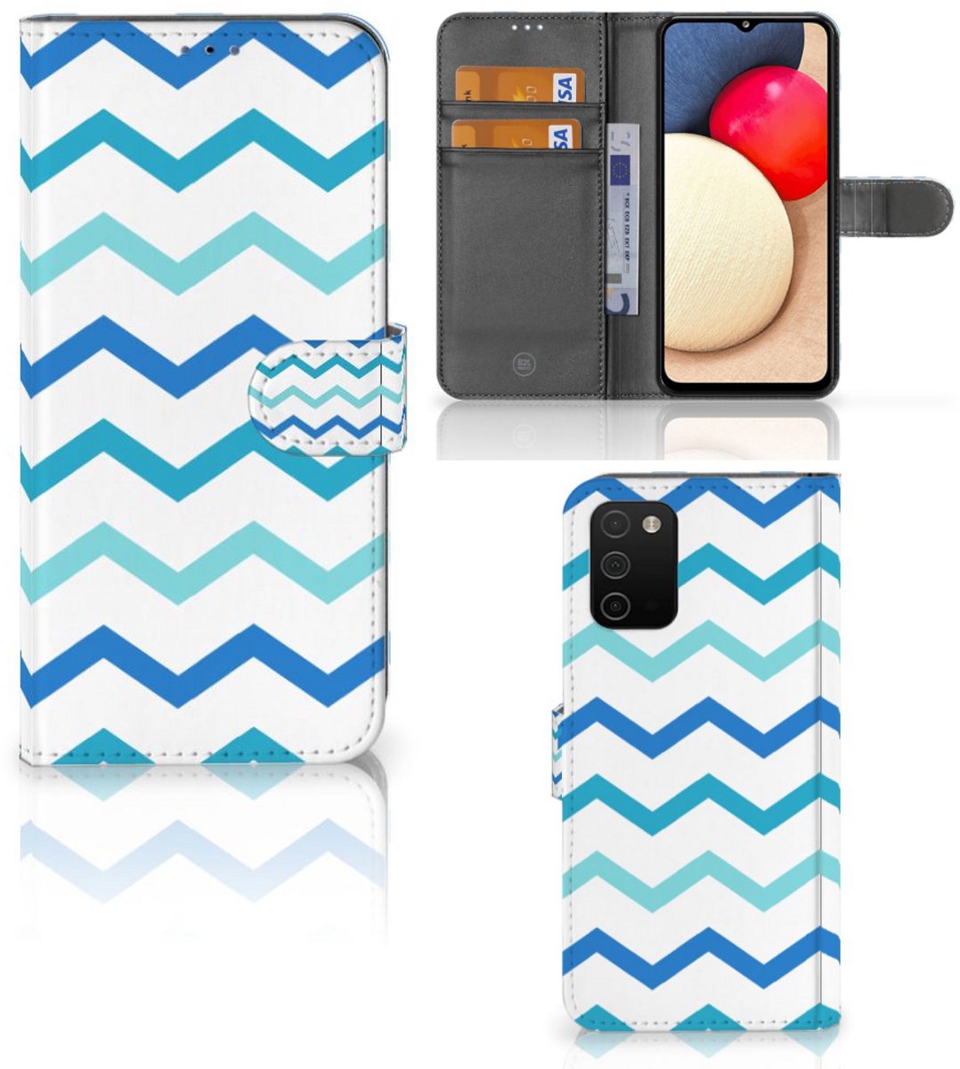 Samsung Galaxy A03s Telefoon Hoesje Zigzag Blauw