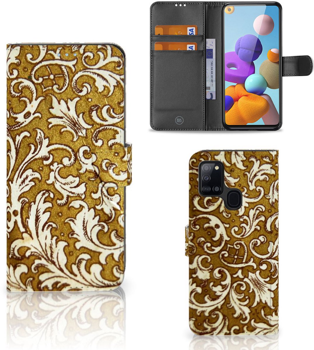 Wallet Case Samsung Galaxy A21s Barok Goud