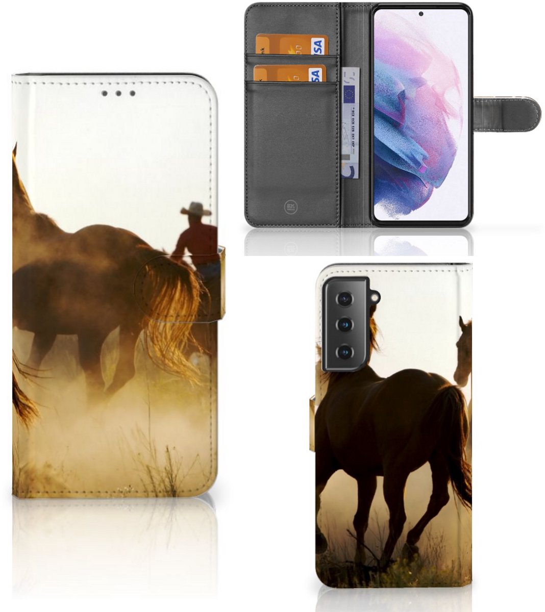 Samsung Galaxy S21 Plus Telefoonhoesje met Pasjes Design Cowboy