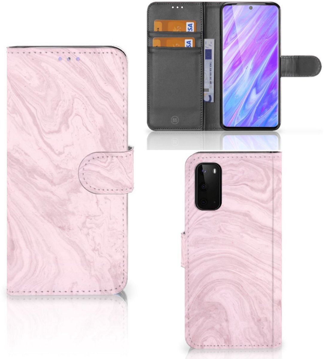 Samsung Galaxy S20 Bookcase Marble Pink - Origineel Cadeau Vriendin