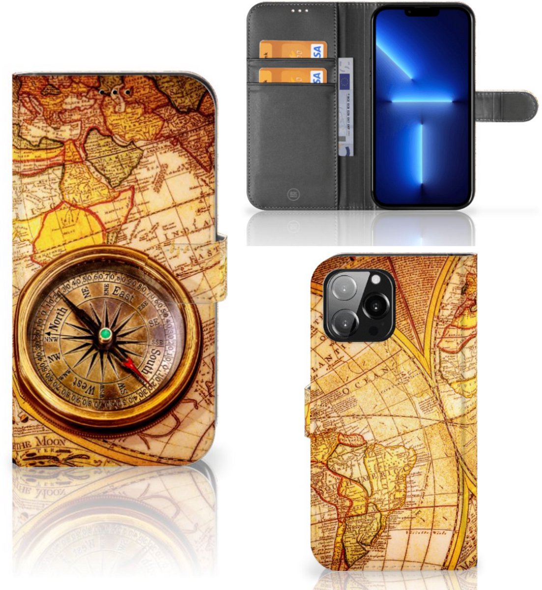 Boekhoesje voor iPhone 13 Pro Max Flip Cover Kompas