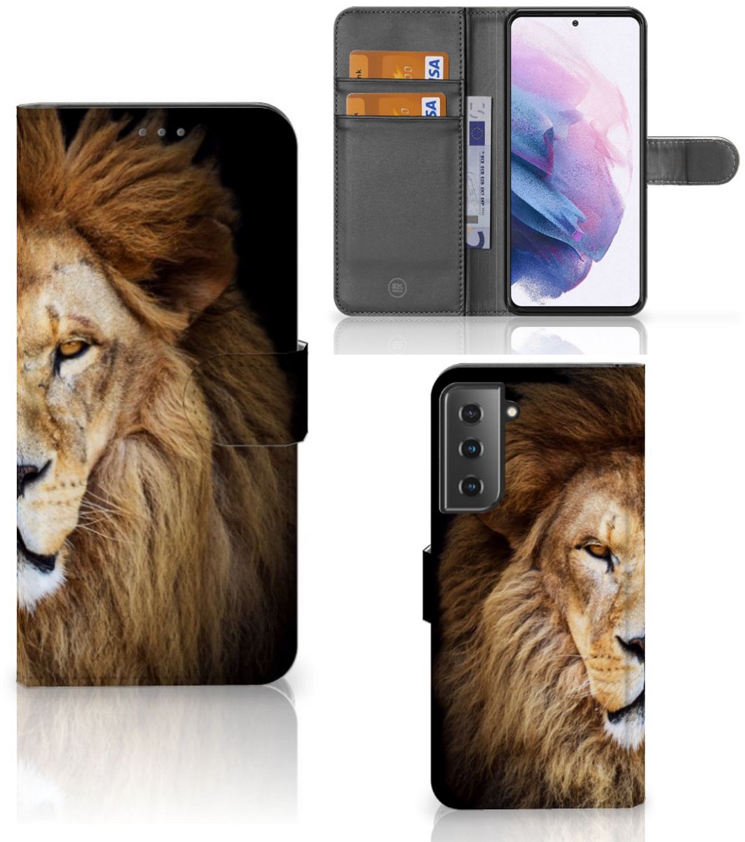 Samsung Galaxy S21 Plus Telefoonhoesje met Pasjes Leeuw