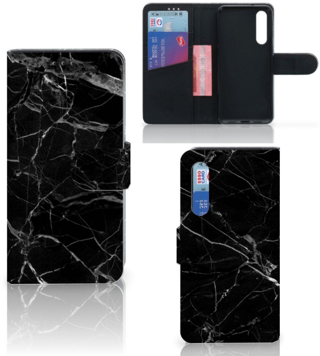 Xiaomi Mi 9 SE Bookcase Marmer Zwart - Origineel Cadeau Vader