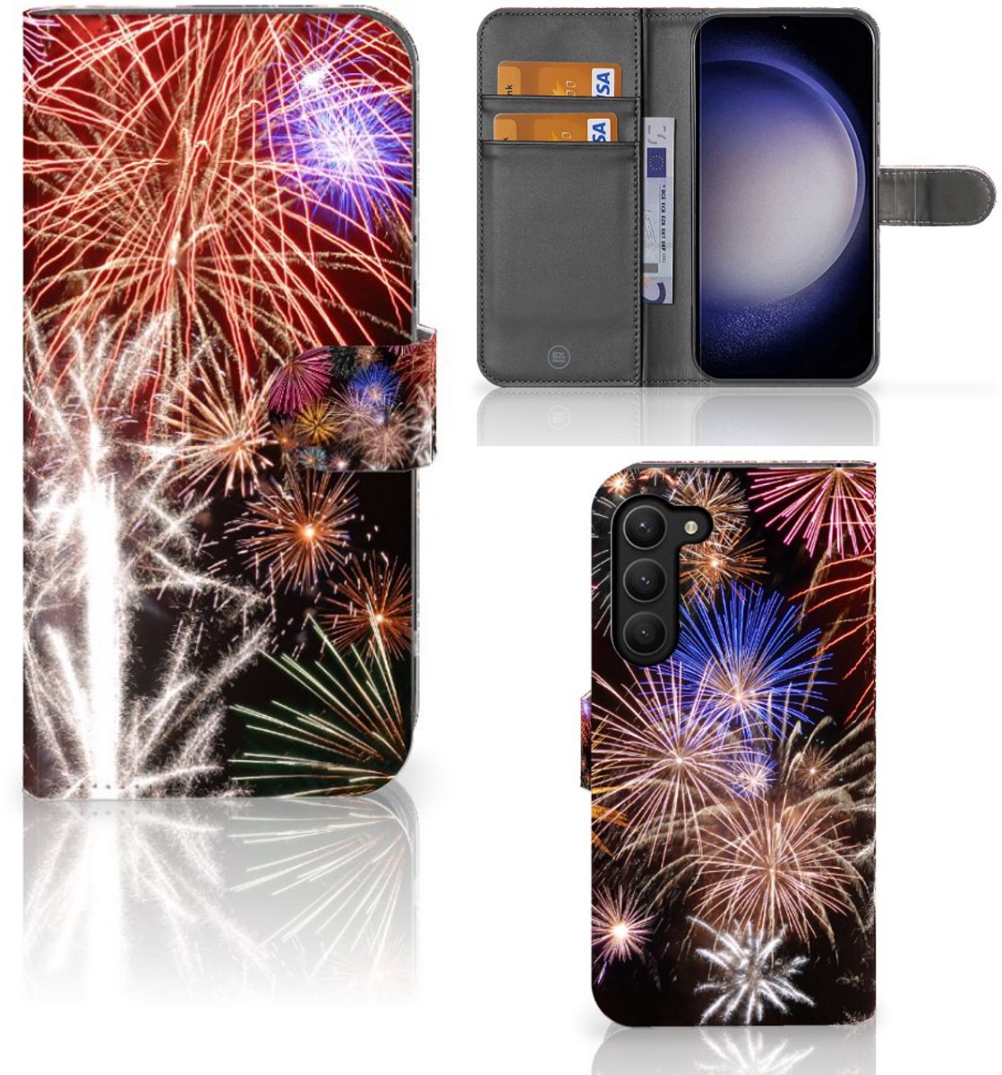 Samsung Galaxy S23 Plus Wallet Case met Pasjes Vuurwerk