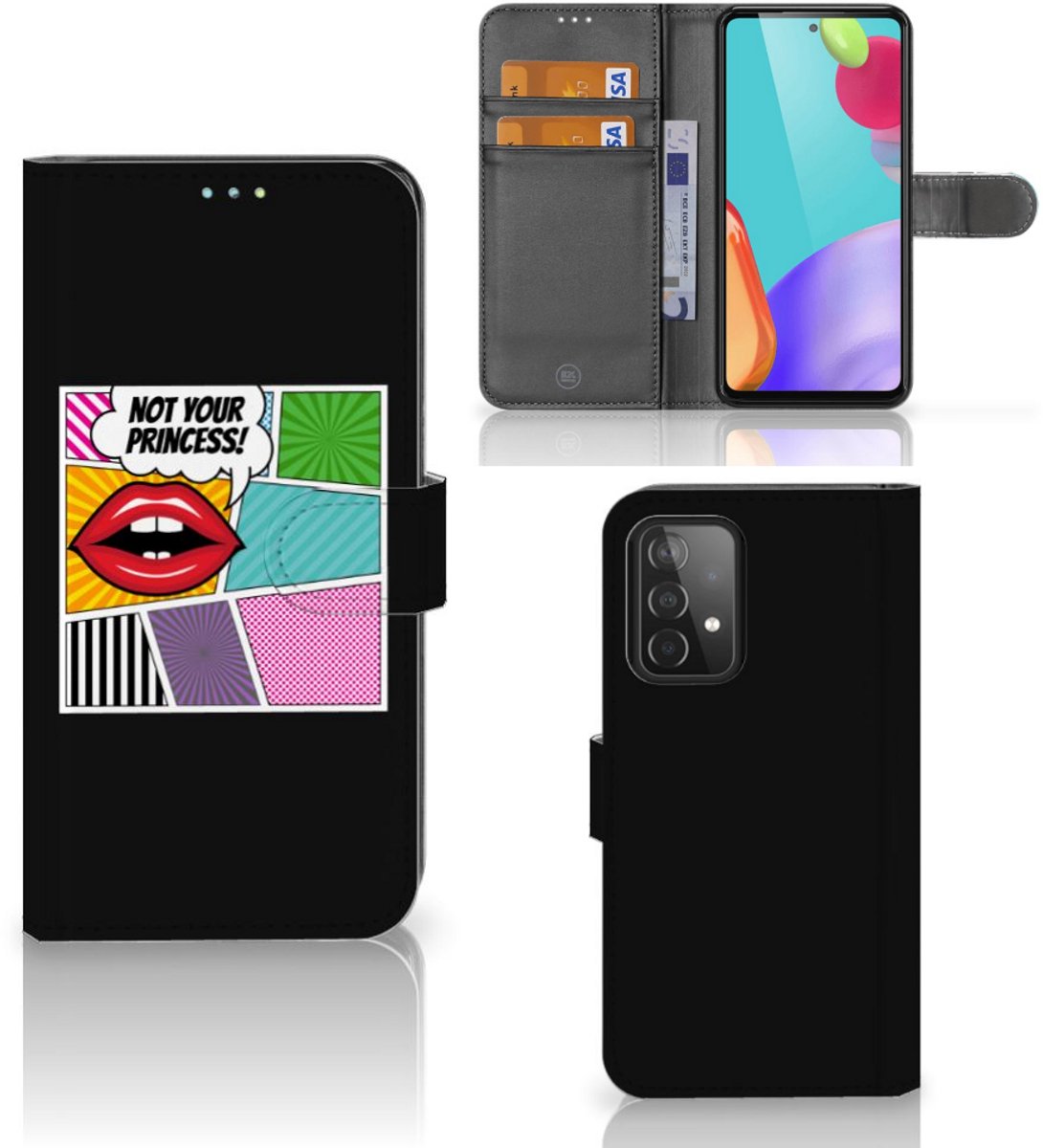 Samsung Galaxy A52 Wallet Case met Pasjes Popart Princess