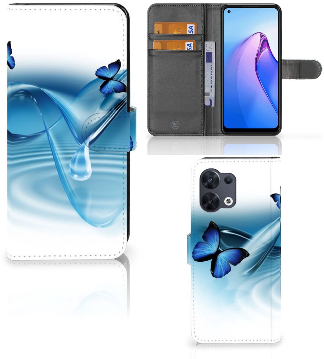 OPPO Reno8 Telefoonhoesje met Pasjes Vlinders