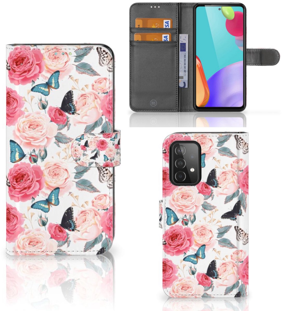 Samsung Galaxy A52 Hoesje Butterfly Roses