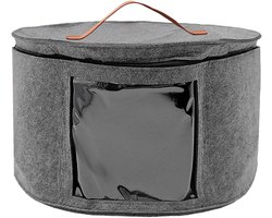 Allecto - - Opvouwbare Opbergbak - Hoedendoos met Deksels - Transparant Venster - Grijs - Ideaal voor Kledingkast of Reizen - Ruimtebesparend - Moder.