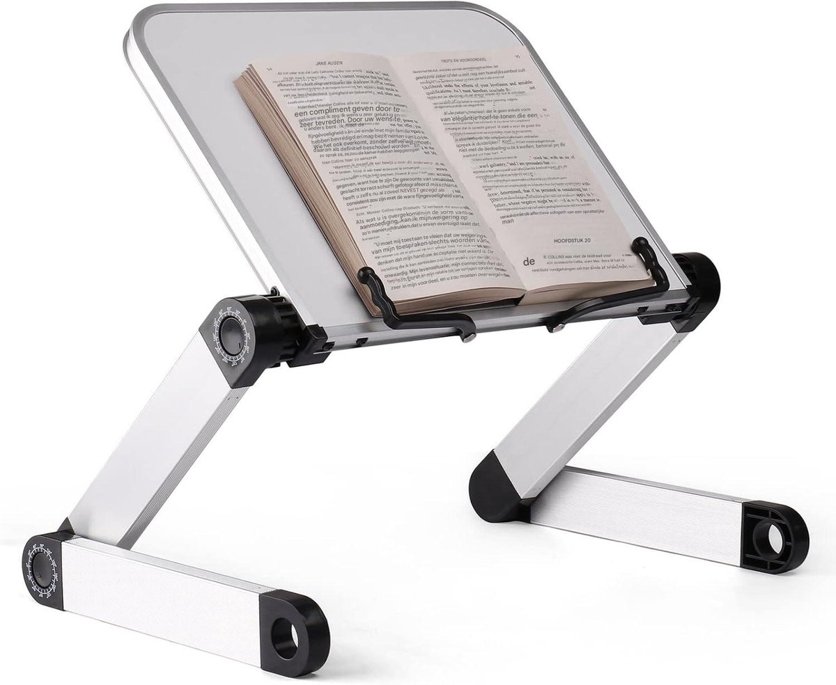 Boekenstandaard - Tablethouder - Verstelbaar en Opvouwbaar - 1 Stuk - Wit