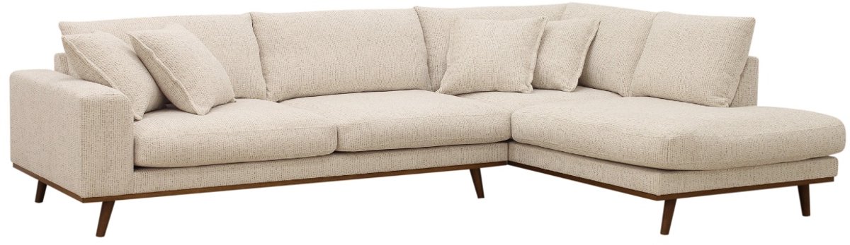 DÉJA Living Hoekbank Flint Rechts – Beige Stof – 3-Zits – Loungebank 303x212cm – Comfortabel en Stijlvol
