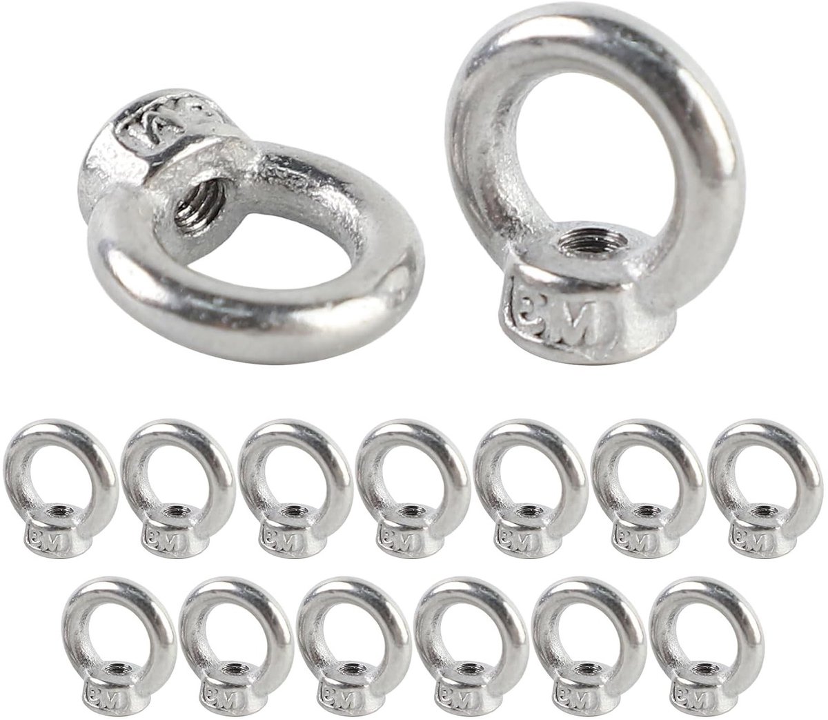 Set van 15 RVS M3 Ringmoeren voor Ophangaccessoires, Decoratie en Bevestiging van Bloempotten en Planken