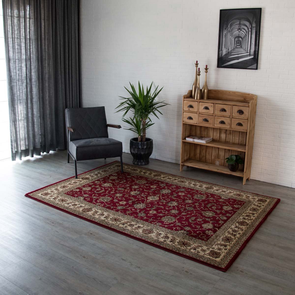 Tapeso Perzisch tapijt - Royalty rood/crème 200x290