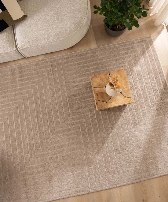 Tapis carré Scandinave - Contour Edge beige 100x100 cm