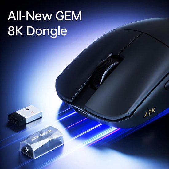ATK Blazing Sky F1 V2 draadloze gamingmuis, 38 g, PAW3950 Ultra-sensor, Nordic 54L20 MCU, optische schakelaars, dubbele 8K, dual-mode 2.4G/bedraad, 200H batterij (extreem, koraalroze) — afbeelding 5