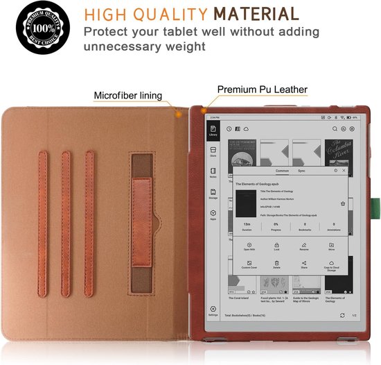 360° Rotatable Case Compatible with Boox Tablet Go 10.3 ePaper E Ink 10.3 inch Ebook Smart Cover with Hand Strap Card Slot and Auto Sleep/Wake - Brown — afbeelding 5