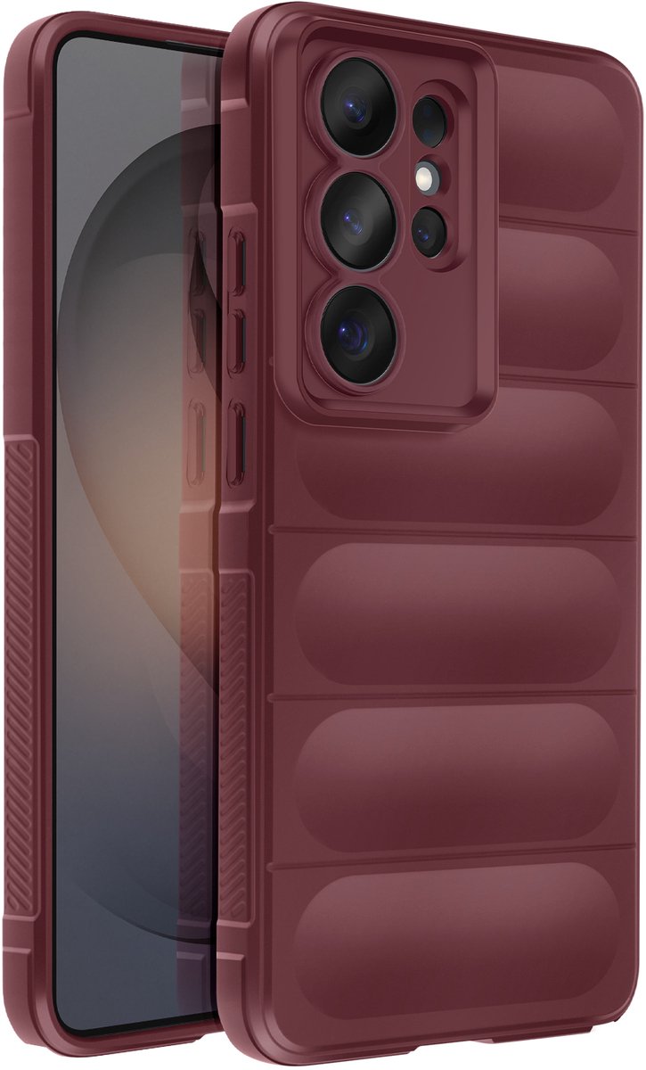 Amorus, Hoesje Geschikt voor Samsung Galaxy S26 Ultra zacht schokbestendig compatibel met draadloos opladen Qi, Bordeaux
