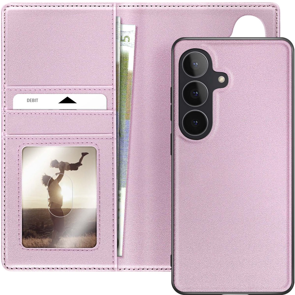 Mayaxess, Hoesje geschikt voor Galaxy S25 FE - 2-in-1 met Afneembare Case, Champagneroze
